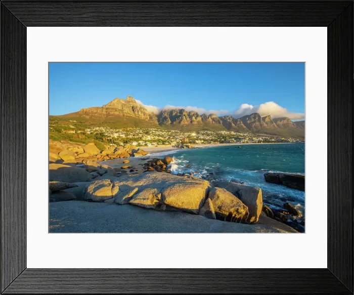 Framed Print : Camps Bay & The Twelve Apostles, Cape Town, Western Cape, South Africa Framed Print : Camps Bay & The Twelve Apostles, Cape Town, Western Cape, South Africa