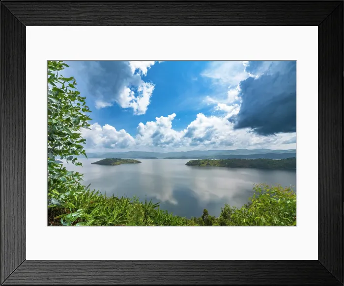 Framed Print : africa, Rwanda, Burera Lake. View over the lake with its little islets