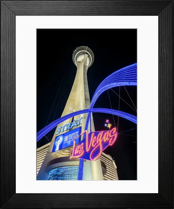 Framed Print : Las Vegas Boulevard Gateway Arches and Strat observation tower, Las Vegas, Nevada, USA Framed Print : Las Vegas Boulevard Gateway Arches and Strat observation tower, Las Vegas, Nevada, USA