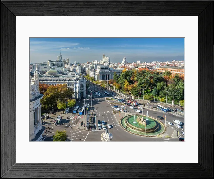 Framed Print : Plaza de Cibeles and city skyline, Madrid, Spain Framed Print : Plaza de Cibeles and city skyline, Madrid, Spain