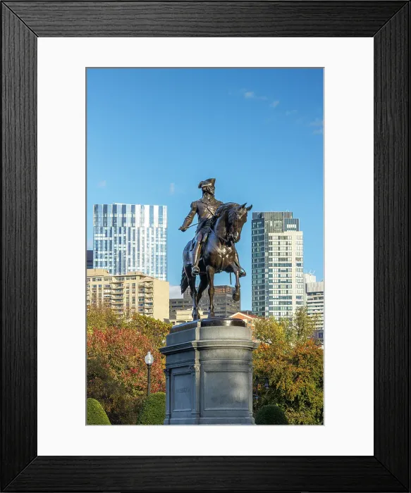 Framed Print : The George Washington Memorial statue with skyscrapers beyond, Boston Common and Public Gardens, Back Bay, Boston, Massachusettes, USA Framed Print : The George Washington Memorial statue with skyscrapers beyond, Boston Common and Public Gardens, Back Bay, Boston, Massachusettes, USA