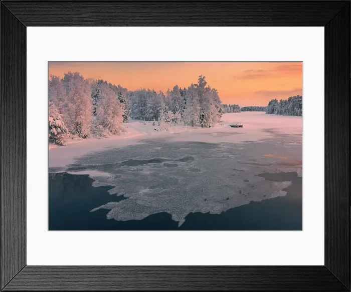 Framed Print : Winter landscape in finnish Lapland, Finland