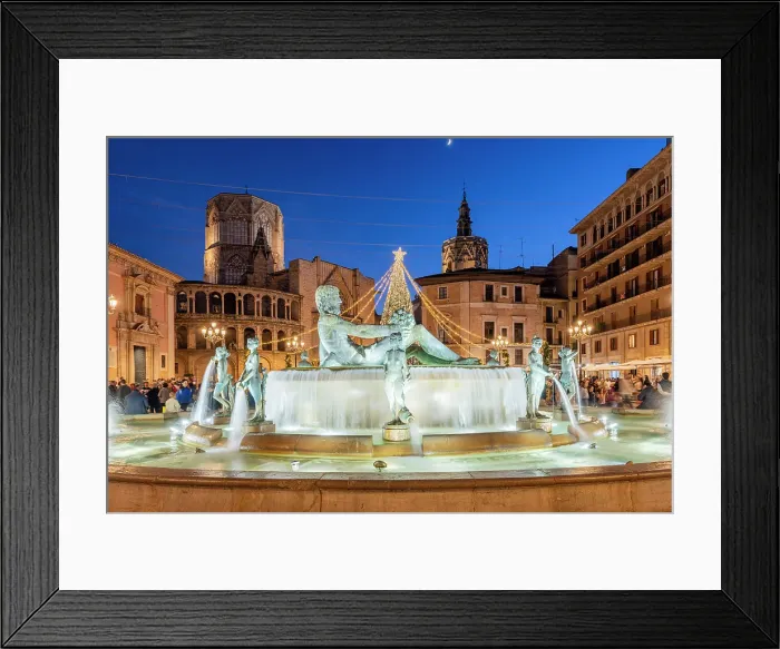 Framed Print : Turia fountain, Plaza de la Virgen, Valencia, Valencian Community, Spain