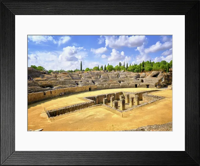 Framed Print : The Roman Amphitheatre of Italica at Santiponce, near Seville. Andalusia, Spain