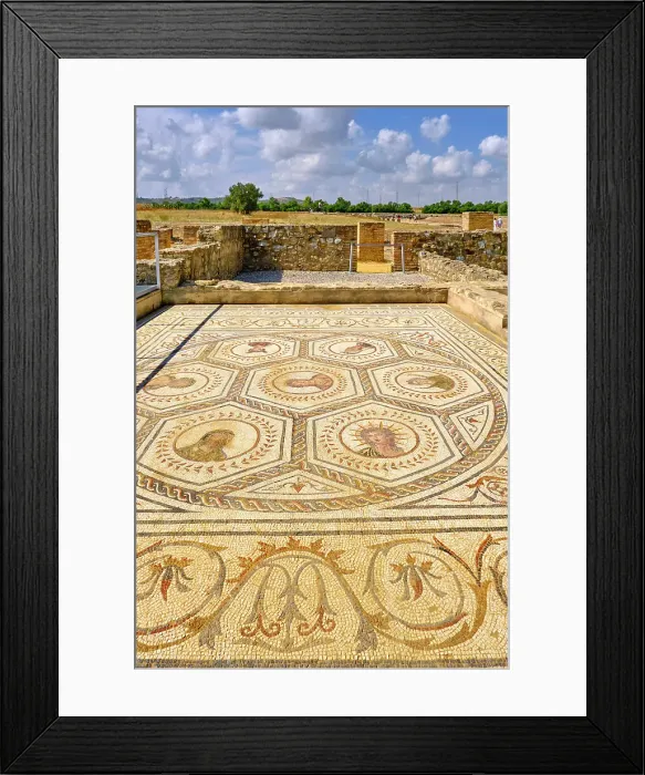 Framed Print : The Mosaic of Planetarium. Roman city of Italica at Santiponce, near Seville. Andalusia, Spain Framed Print : The Mosaic of Planetarium. Roman city of Italica at Santiponce, near Seville. Andalusia, Spain