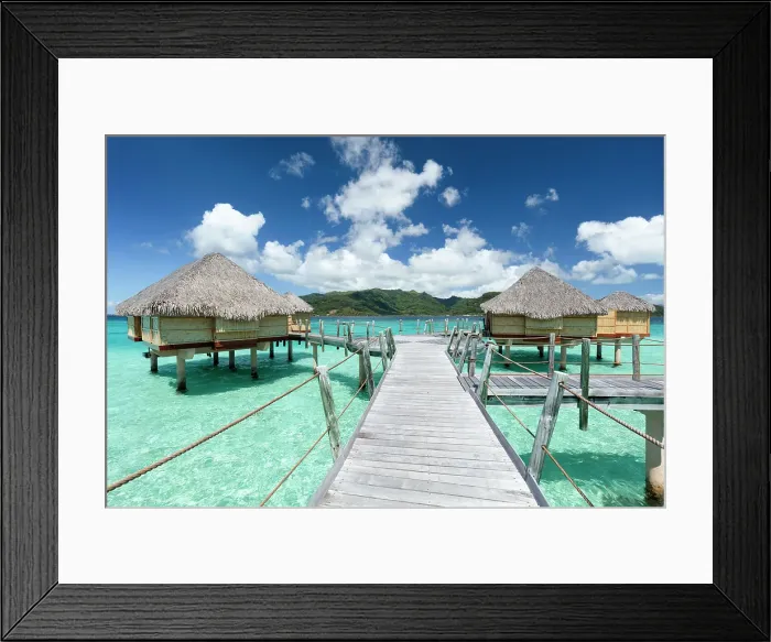 Framed Print : Stilted over-water hotel suites, Taha'a, Society Islands, Pacific Ocean, French Polynesia Framed Print : Stilted over-water hotel suites, Taha'a, Society Islands, Pacific Ocean, French Polynesia