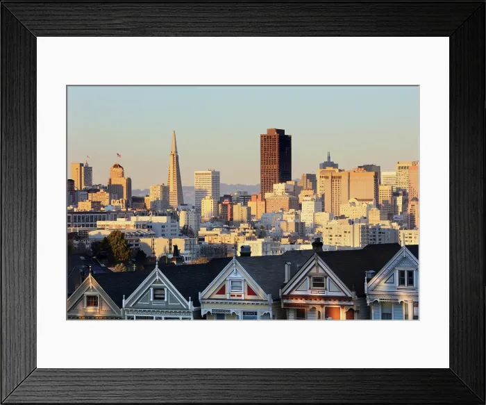 Framed Print : The Painted Ladies with downtown San Francisco in the distance, San Francisco, Califormia, USA Framed Print : The Painted Ladies with downtown San Francisco in the distance, San Francisco, Califormia, USA