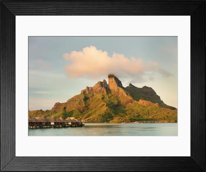 Framed Print : Mount Otemanu and stilted hotel suites, Bora Bora, Society Islands, Pacific Ocean, French Polynesia Framed Print : Mount Otemanu and stilted hotel suites, Bora Bora, Society Islands, Pacific Ocean, French Polynesia