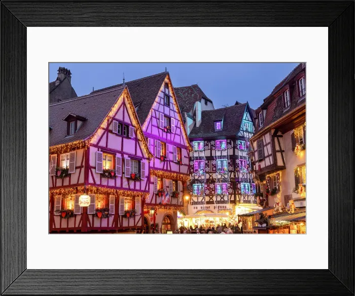 Framed Print : Illuminated buildings at Christmas, Colmar, Alsace, Haut-Rhin, Grand Est, France Framed Print : Illuminated buildings at Christmas, Colmar, Alsace, Haut-Rhin, Grand Est, France