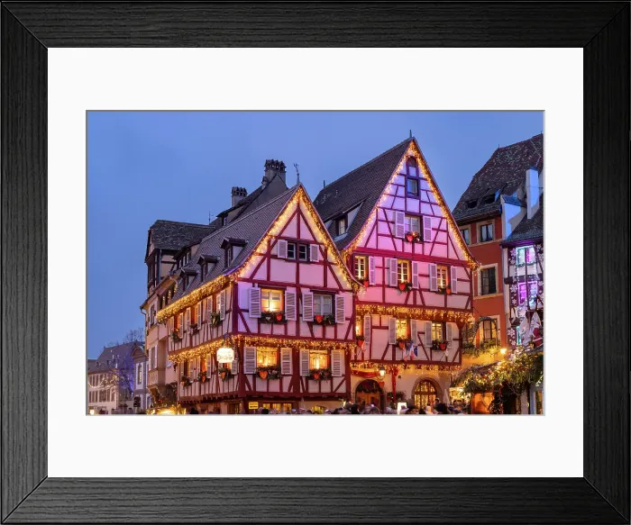 Framed Print : Illuminated buildings at Christmas, Colmar, Alsace, Haut-Rhin, Grand Est, France Framed Print : Illuminated buildings at Christmas, Colmar, Alsace, Haut-Rhin, Grand Est, France