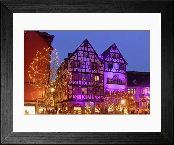 Framed Print : Illuminated buildings at Christmas, Colmar, Alsace, Haut-Rhin, Grand Est, France Framed Print : Illuminated buildings at Christmas, Colmar, Alsace, Haut-Rhin, Grand Est, France