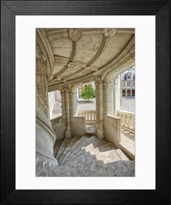 Framed Print : France, Centre-Val de Loire, Valle della Loira, Loir-et-Cher, Loira, Loire. Blois. Castle of Blois, Chateau de Blois. Grand Staircase Framed Print : France, Centre-Val de Loire, Valle della Loira, Loir-et-Cher, Loira, Loire. Blois. Castle of Blois, Chateau de Blois. Grand Staircase