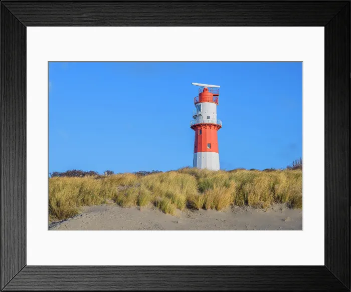 Framed Print : Small or electric lighthouse at south beach, Borkum, East Frisian Islands, Lower Saxony, Germany Framed Print : Small or electric lighthouse at south beach, Borkum, East Frisian Islands, Lower Saxony, Germany