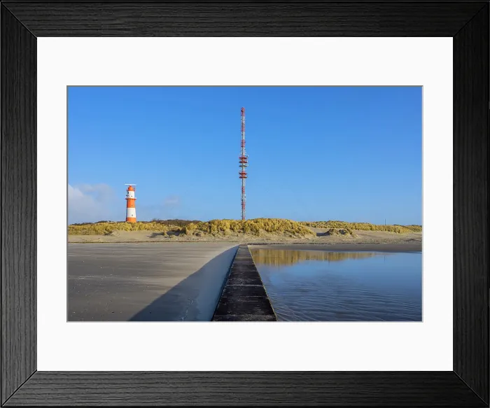Framed Print : Small or electric lighthouse at south beach, Borkum, East Frisian Islands, Lower Saxony, Germany Framed Print : Small or electric lighthouse at south beach, Borkum, East Frisian Islands, Lower Saxony, Germany