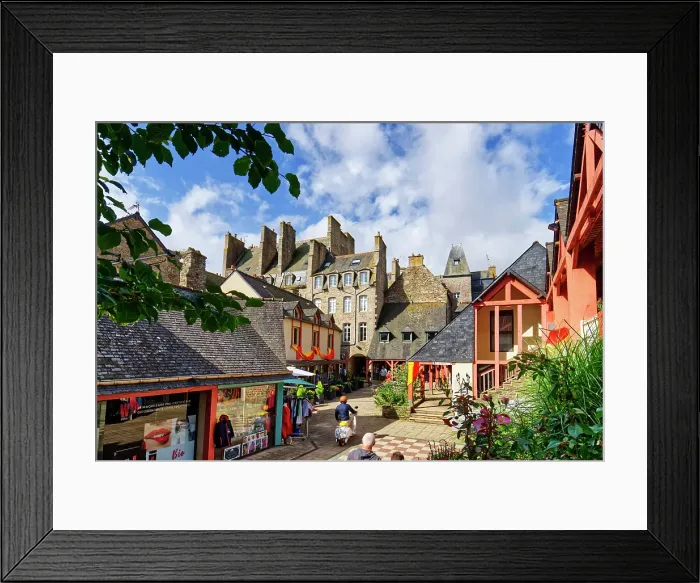 Framed Print : France, Brittany, Bretagne. Côtes-d'Armor. Dinan. Old part of the city Framed Print : France, Brittany, Bretagne. Côtes-d'Armor. Dinan. Old part of the city