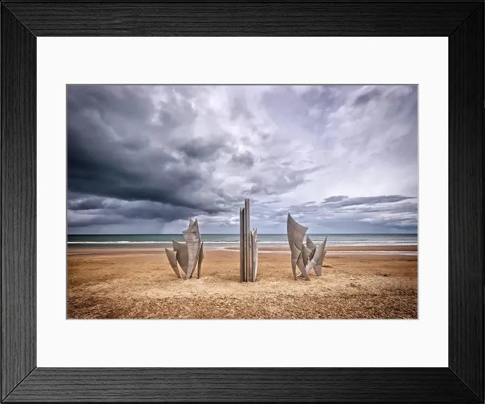 Framed Print : France. Francia. Normandy, Normandie, English Channel. Omaha Beach. A sculpture called The Braves by artist Anilore Banon Framed Print : France. Francia. Normandy, Normandie, English Channel. Omaha Beach. A sculpture called The Braves by artist Anilore Banon
