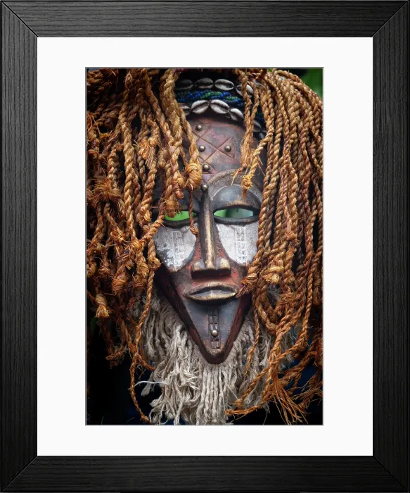 Framed Print : Wooden mask in a Market in Franschhoek, Western Cape, South Africa Framed Print : Wooden mask in a Market in Franschhoek, Western Cape, South Africa