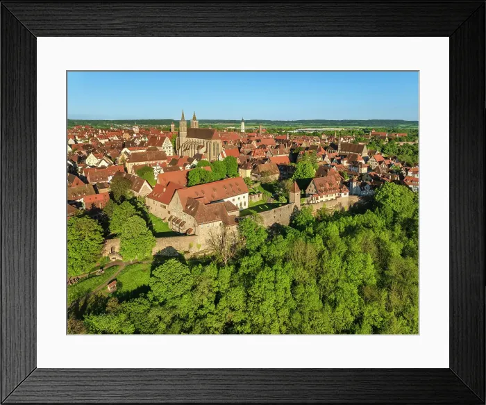 Framed Print : Old town with St.Jakobs church and city wall, Rothenburg ob der Tauber, Middle Franconia, Romantic road, Tauber valley, Bavaria, Germany
