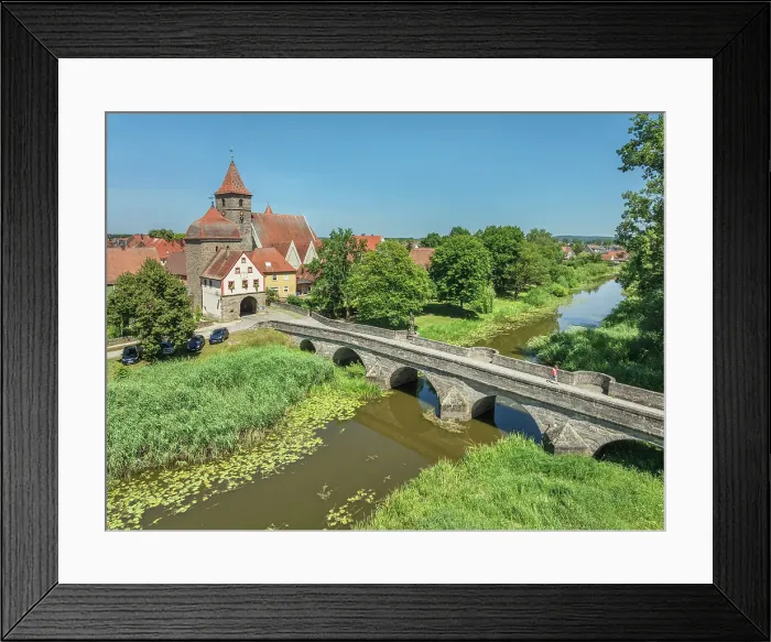 Framed Print : Altmühl Bridge and City gate, Ornbau, Altmühl Valley; Middle Franconia; Bavaria; Germany Framed Print : Altmühl Bridge and City gate, Ornbau, Altmühl Valley; Middle Franconia; Bavaria; Germany