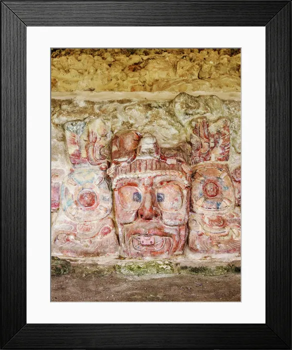 Framed Print : Temple of the Masks, detailed view, Edzna Archaeological Site, Campeche State, Mexico
