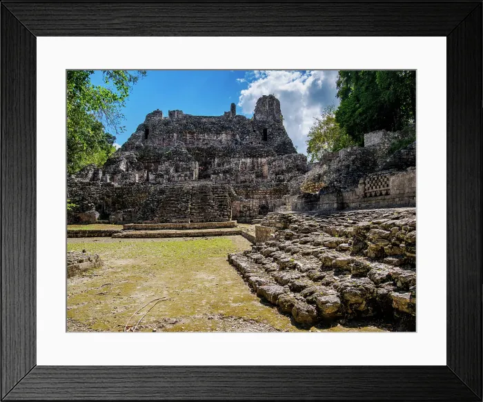 Framed Print : Structure IV seen from the back, Becan Archaeological Site, Campeche State, Mexico