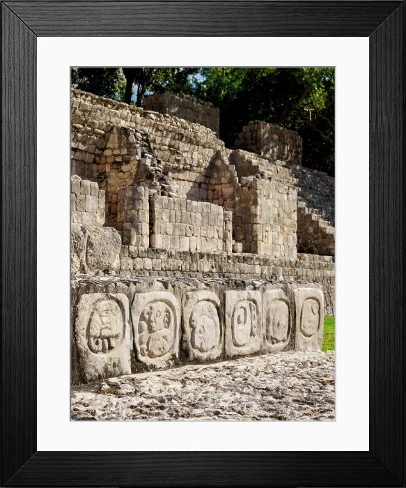 Framed Print : Petroglyphic Staircase at the Temple of Five Floors, detailed view, Great Acropolis, Edzna Archaeological Site, Campeche State, Mexico Framed Print : Petroglyphic Staircase at the Temple of Five Floors, detailed view, Great Acropolis, Edzna Archaeological Site, Campeche State, Mexico