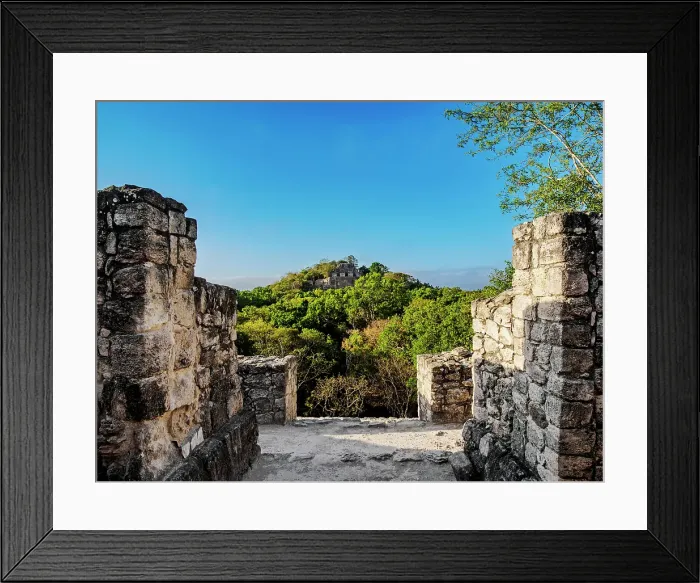Framed Print : View from Structure VII towards Structure II, Calakmul Archaeological Site, Campeche State, Mexico Framed Print : View from Structure VII towards Structure II, Calakmul Archaeological Site, Campeche State, Mexico