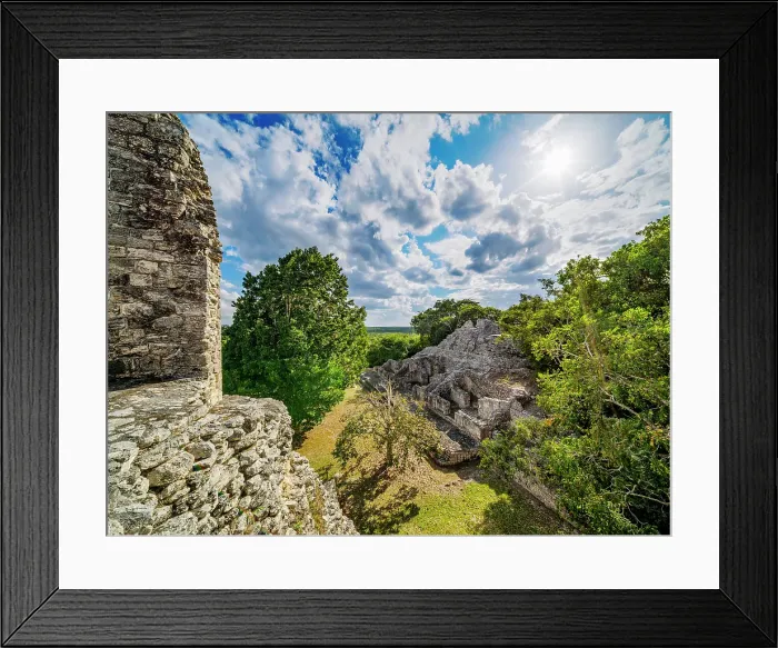 Framed Print : Structure II seen from Structure IV, Becan Archaeological Site, Campeche State, Mexico