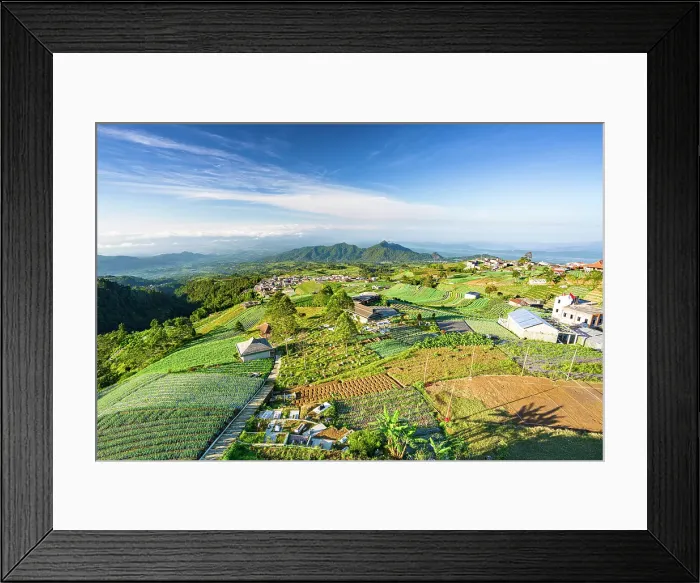 Framed Print : Aerial view of cultivated fields in the rural village of Nepal Van Java, Magelang, Central Java, Indonesia Framed Print : Aerial view of cultivated fields in the rural village of Nepal Van Java, Magelang, Central Java, Indonesia