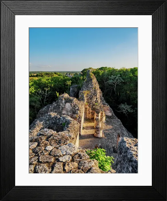 Framed Print : Structure VIII at sunset, elevated view, Becan Archaeological Site, Campeche State, Mexico Framed Print : Structure VIII at sunset, elevated view, Becan Archaeological Site, Campeche State, Mexico