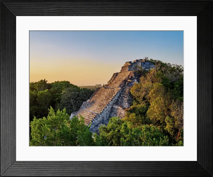 Framed Print : Structure IX at sunset, elevated view, Becan Archaeological Site, Campeche State, Mexico Framed Print : Structure IX at sunset, elevated view, Becan Archaeological Site, Campeche State, Mexico