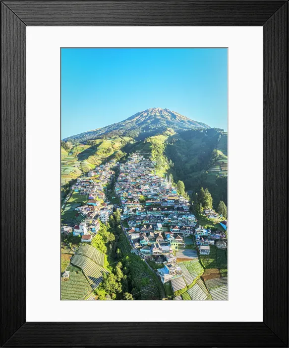 Framed Print : Aerial view of Butuh village also known as Nepal Van Java on mountain hillside, Magelang, Central Java, Indonesia Framed Print : Aerial view of Butuh village also known as Nepal Van Java on mountain hillside, Magelang, Central Java, Indonesia