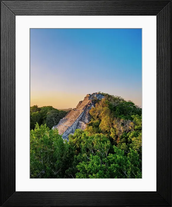 Framed Print : Structure IX at sunset, elevated view, Becan Archaeological Site, Campeche State, Mexico Framed Print : Structure IX at sunset, elevated view, Becan Archaeological Site, Campeche State, Mexico