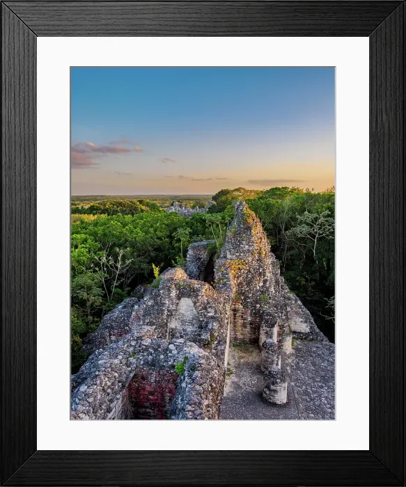 Framed Print : Structure VIII at sunset, elevated view, Becan Archaeological Site, Campeche State, Mexico Framed Print : Structure VIII at sunset, elevated view, Becan Archaeological Site, Campeche State, Mexico