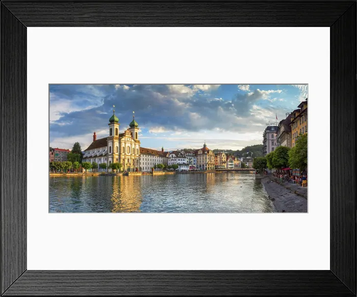 Framed Print : Franz Xaver Jesuit Church and Reuss River, Lucerne, Switzerland