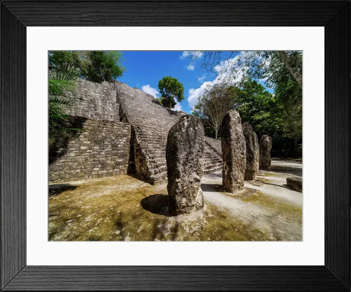 Framed Print : Stelae in front of Structure VII, Calakmul Archaeological Site, Campeche State, Mexico Framed Print : Stelae in front of Structure VII, Calakmul Archaeological Site, Campeche State, Mexico