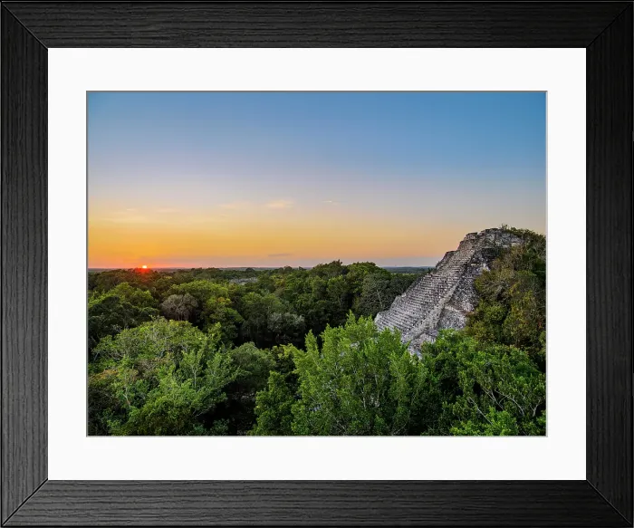 Framed Print : Structure IX at sunset, elevated view, Becan Archaeological Site, Campeche State, Mexico
