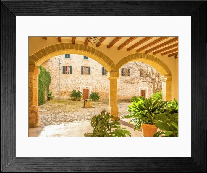 Framed Print : Courtyard of the manor house of the Raixa estate, Bunyola, Mallorca, Balearic Islands, Spain Framed Print : Courtyard of the manor house of the Raixa estate, Bunyola, Mallorca, Balearic Islands, Spain