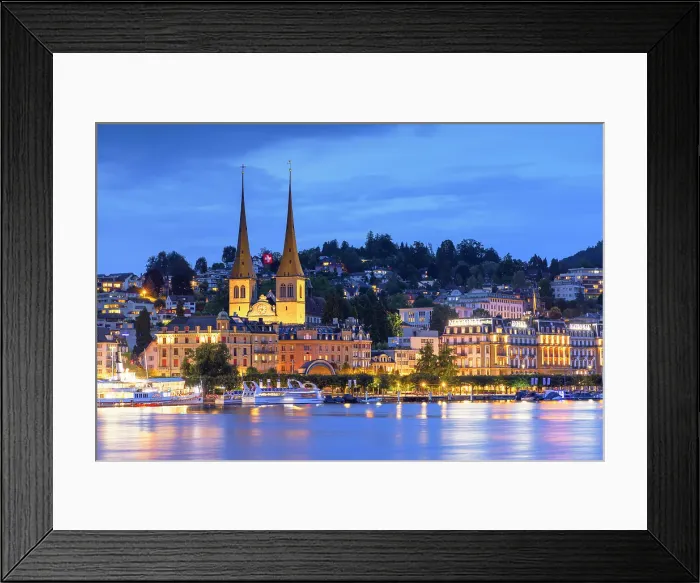 Framed Print : St Leodegar Church at dusk, Lucerne, Switzerland