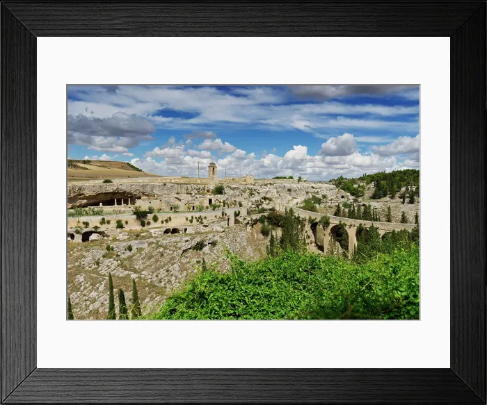 Framed Print : Italy, Puglia, Apulia. Bari District. Murge. Gravina in Puglia. the village and the canyon called gravina Framed Print : Italy, Puglia, Apulia. Bari District. Murge. Gravina in Puglia. the village and the canyon called gravina