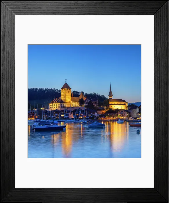 Framed Print : Spiez Castle at dusk, Spiez, Canton of Bern, Switzerland Framed Print : Spiez Castle at dusk, Spiez, Canton of Bern, Switzerland