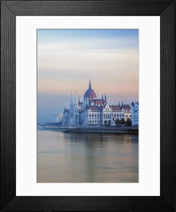 Framed Print : The Parliament Building and the Danube River, Budapest, Hungary