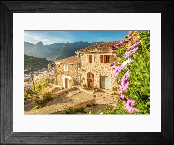 Framed Print : View over the old town of Bunyola to the Serra de Tramuntana mountains, Mallorca, Balearic Islands, Spain Framed Print : View over the old town of Bunyola to the Serra de Tramuntana mountains, Mallorca, Balearic Islands, Spain
