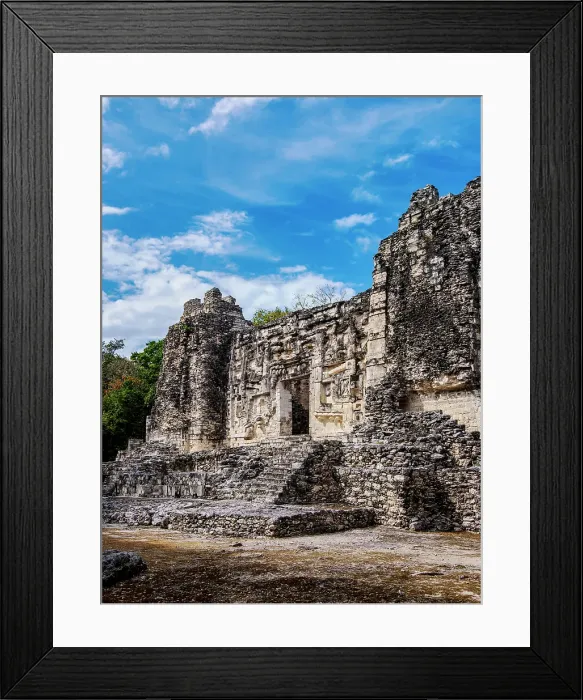 Framed Print : Structure II with menacing jaws of the serpent god Itzamna entrance, Hormiguero Archaeological Site, Campeche State, Mexico