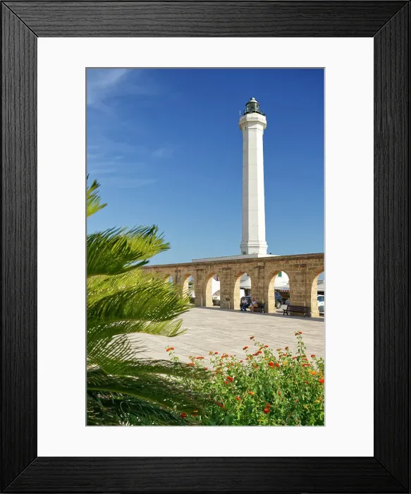 Framed Print : Italy, Puglia, Lecce district, Salentine Peninsula, Salento, Santa Maria di Leuca. Santa Maria de Finibus Terrae sanctuary and lighthouse