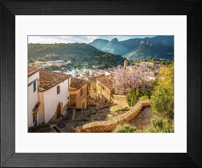 Framed Print : View over the old town of Bunyola to the Serra de Tramuntana mountains, Mallorca, Balearic Islands, Spain Framed Print : View over the old town of Bunyola to the Serra de Tramuntana mountains, Mallorca, Balearic Islands, Spain