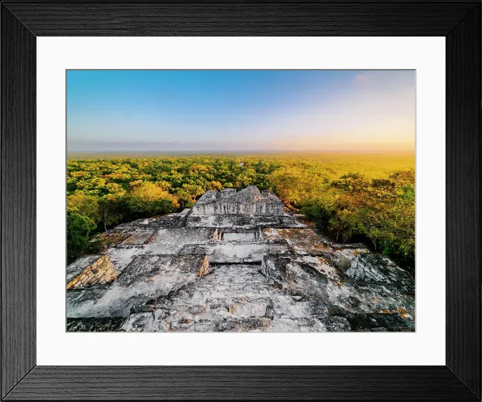 Framed Print : View from the top of Structure II at sunrise, Calakmul Archaeological Site, Campeche State, Mexico Framed Print : View from the top of Structure II at sunrise, Calakmul Archaeological Site, Campeche State, Mexico