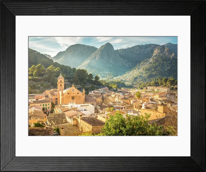 Framed Print : View over the old town of Bunyola to the Serra de Tramuntana mountains, Mallorca, Balearic Islands, Spain Framed Print : View over the old town of Bunyola to the Serra de Tramuntana mountains, Mallorca, Balearic Islands, Spain