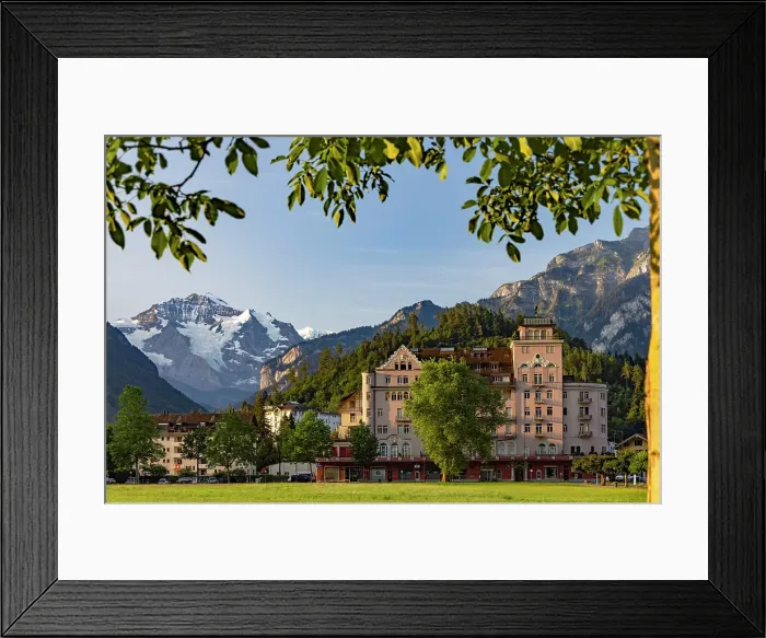 Framed Print : Hohematte Park and Jungfrau mountain, Interlaken, Switzerland Framed Print : Hohematte Park and Jungfrau mountain, Interlaken, Switzerland