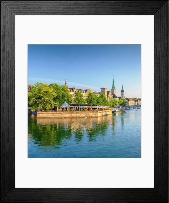 Framed Print : City skyline and Limmat River at sunrise, Zurich, Switzerland Framed Print : City skyline and Limmat River at sunrise, Zurich, Switzerland